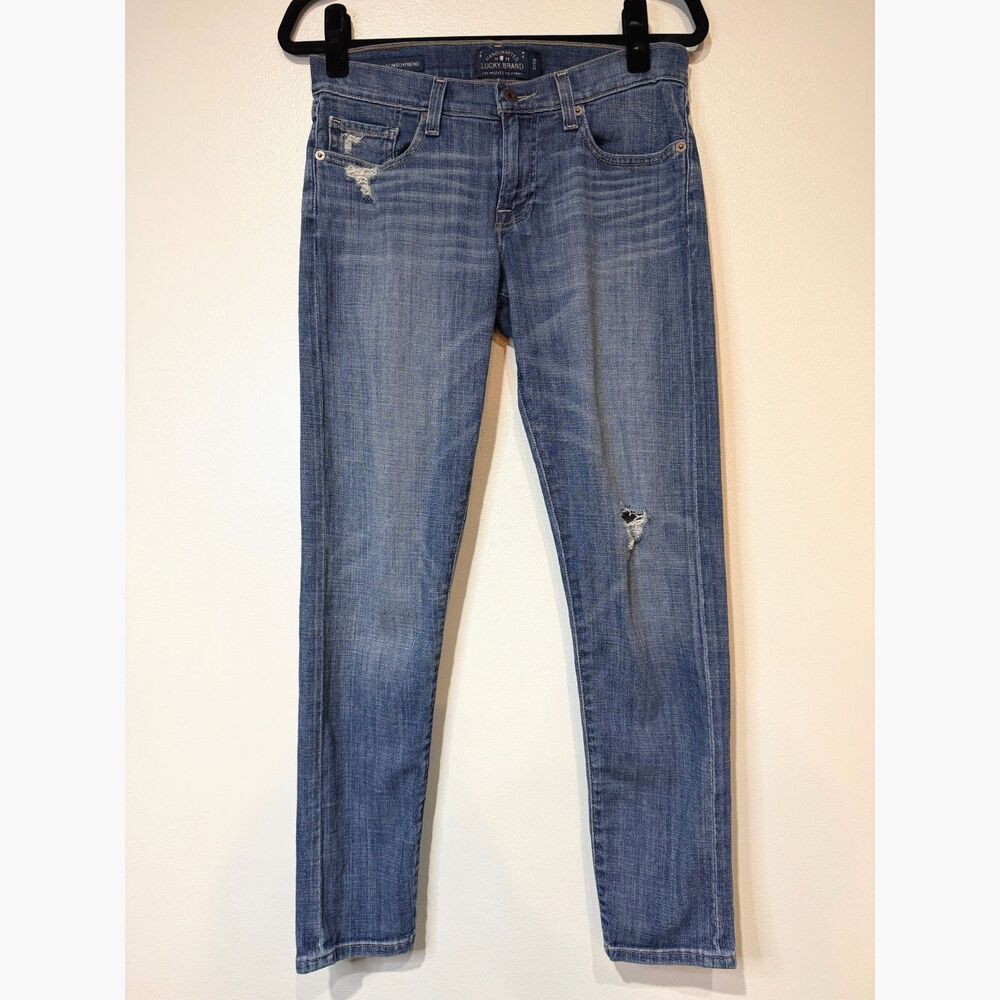Lucky Brand Sienna Slim Boyfriend Jeans 4 27 Medium Wash Distressed Denim